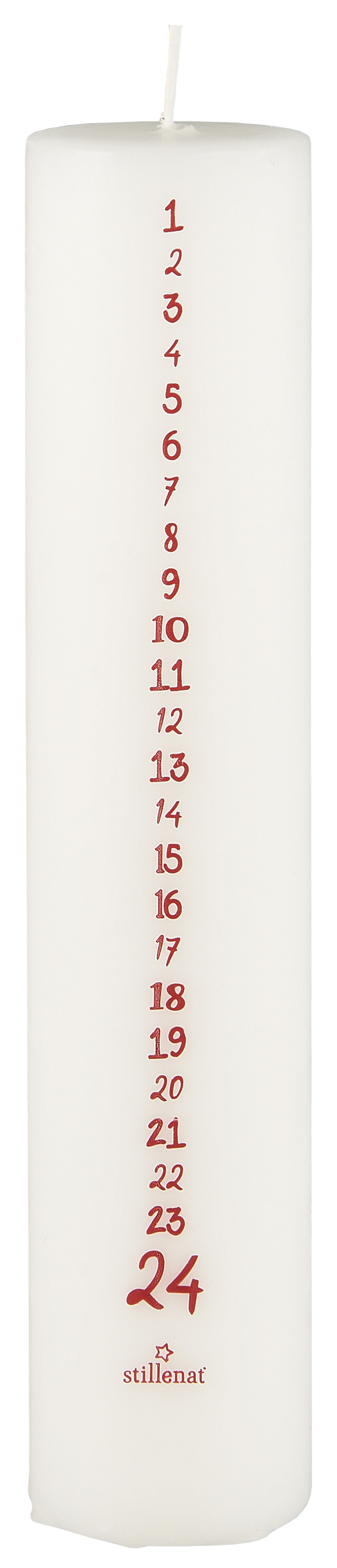 Datumljus - Kalenderljus - Sifferljus 1-24 - Adventsljus - 25 cm Vit/Röd - 2