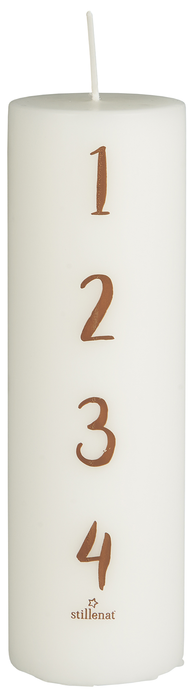 Advent candle - Candle with numbers - Number candle - Calendar candle - 1-4 - White/Brown - 20 cm - 2