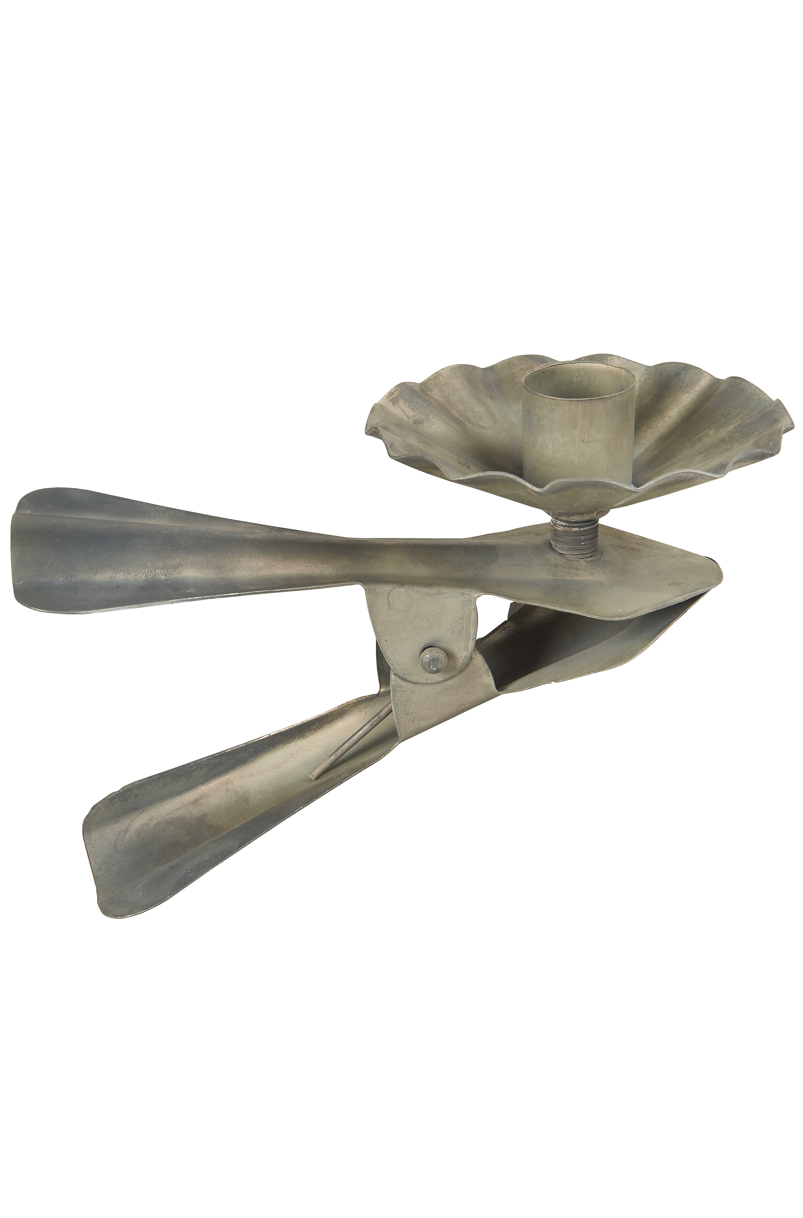 Candlestick with clip for crown candles - Zinc - 2