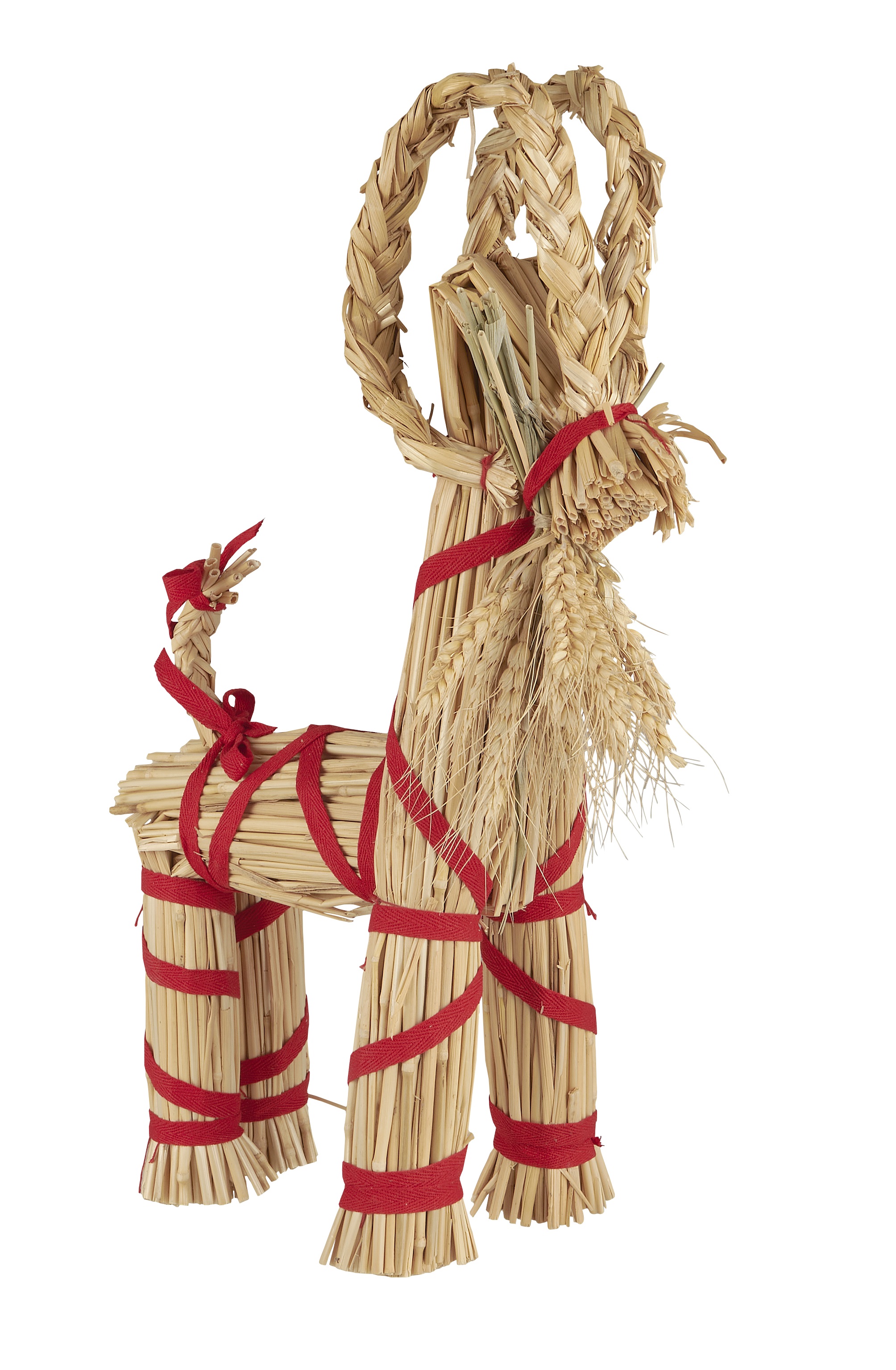 Halmbock- Julbock - Bock Halm - Röda Band - 44x29 cm - 2