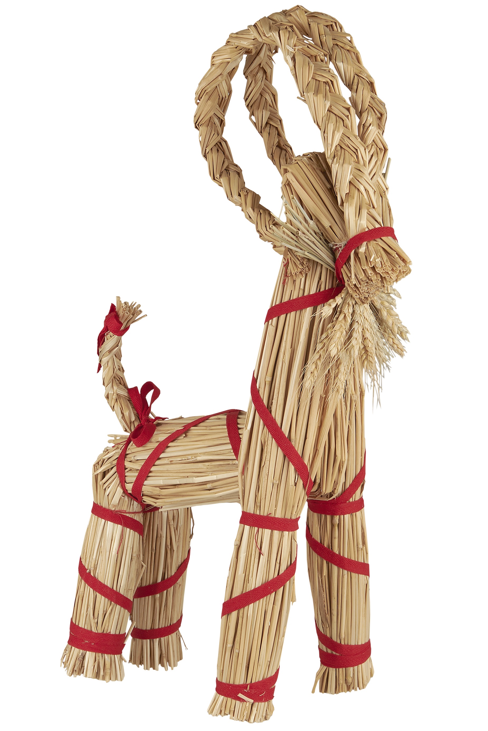 Halmbock- Julbock - Bock Halm - Röda Band - 59x32 cm  - 2
