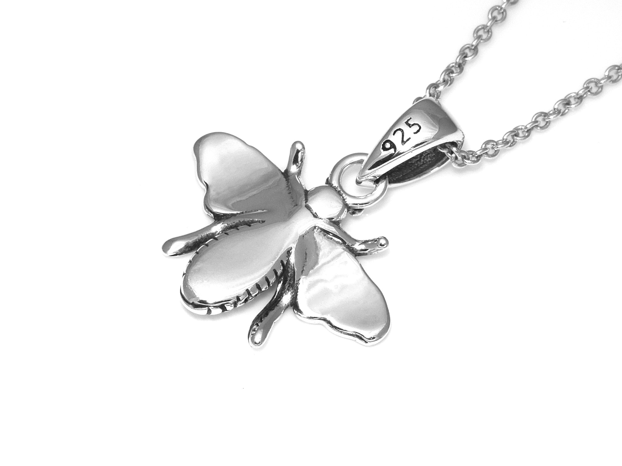 Bi Halsband i Äkta 925 Silver, Pollinatör Hänge, Djur Accessoar, Insekt Smycke - 3