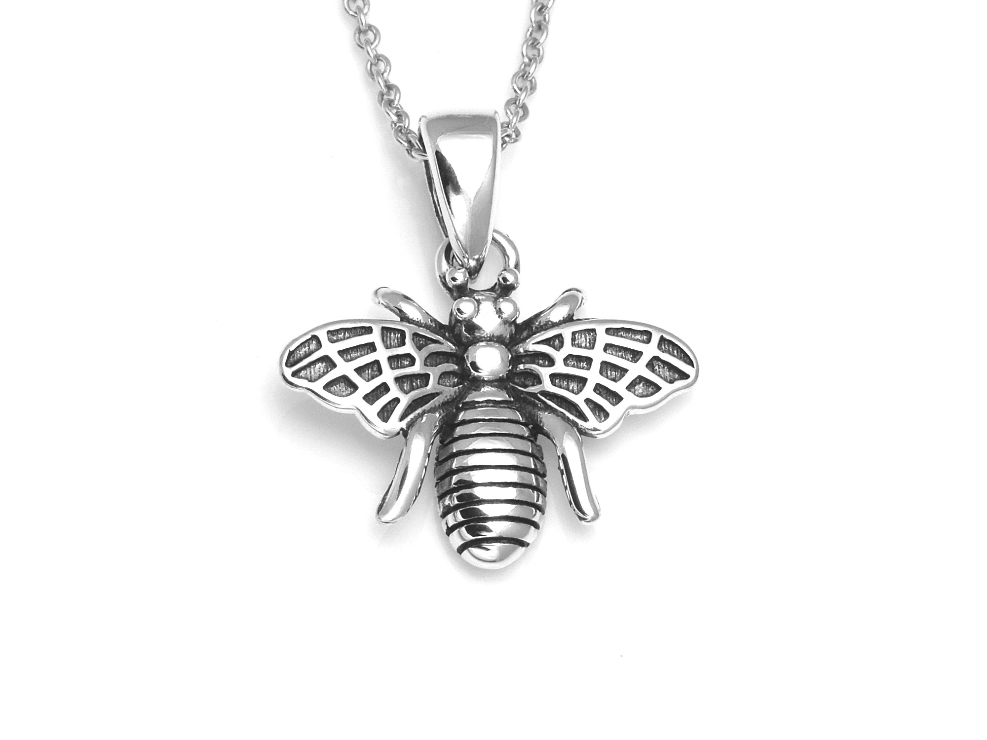 Bi Halsband i Äkta 925 Silver, Pollinatör Hänge, Djur Accessoar, Insekt Smycke - 2