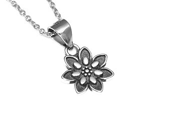 Blomma Halsband i Äkta 925 Silver, Blom Hänge, Blomster Smycke