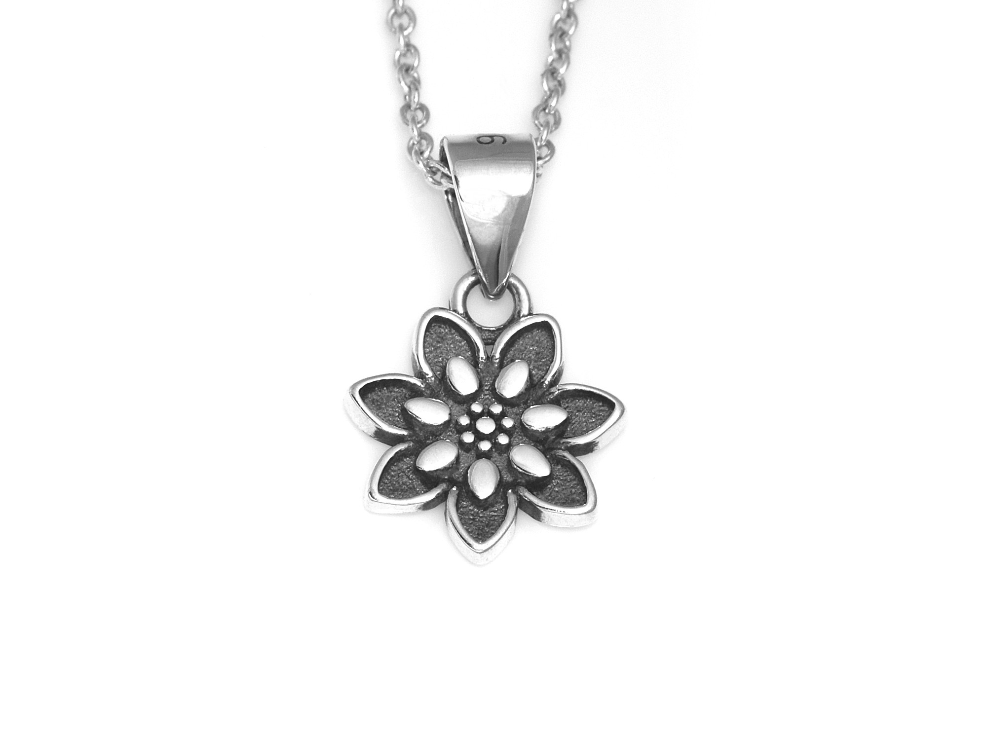 Blomma Halsband i Äkta 925 Silver, Blom Hänge, Blomster Smycke - 2