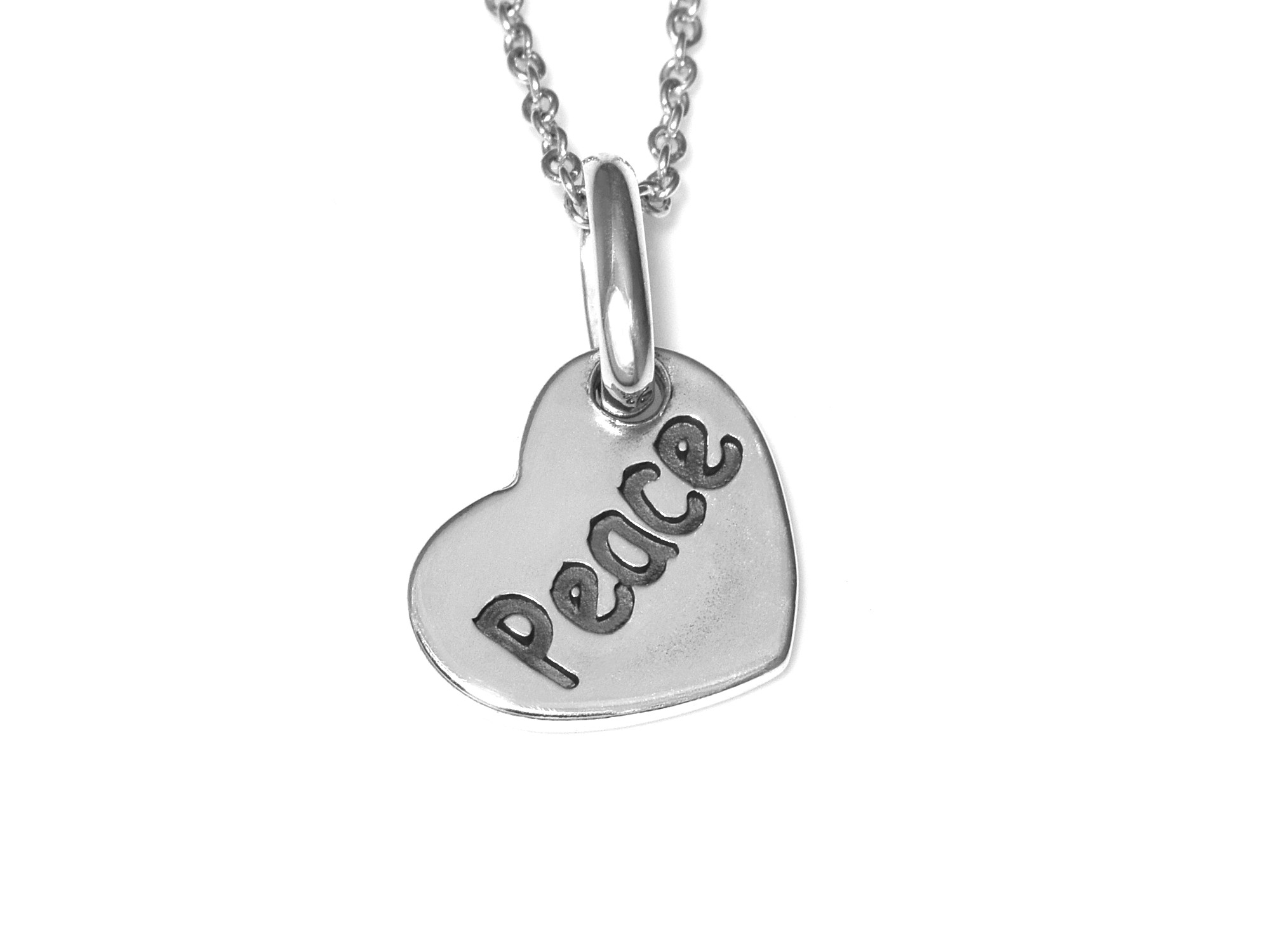 Peace and Love Halsband i Äkta 925 Silver, Hjärta Hänge, Fredssymbol Smycke
