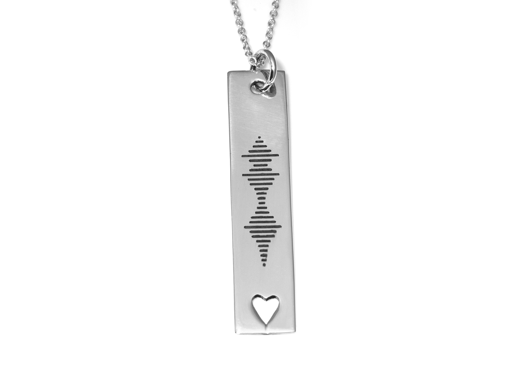 Platta med I Love You Ljudvågor Halsband i Äkta 925 Silver, Kärlekssymbol Smycke - 2