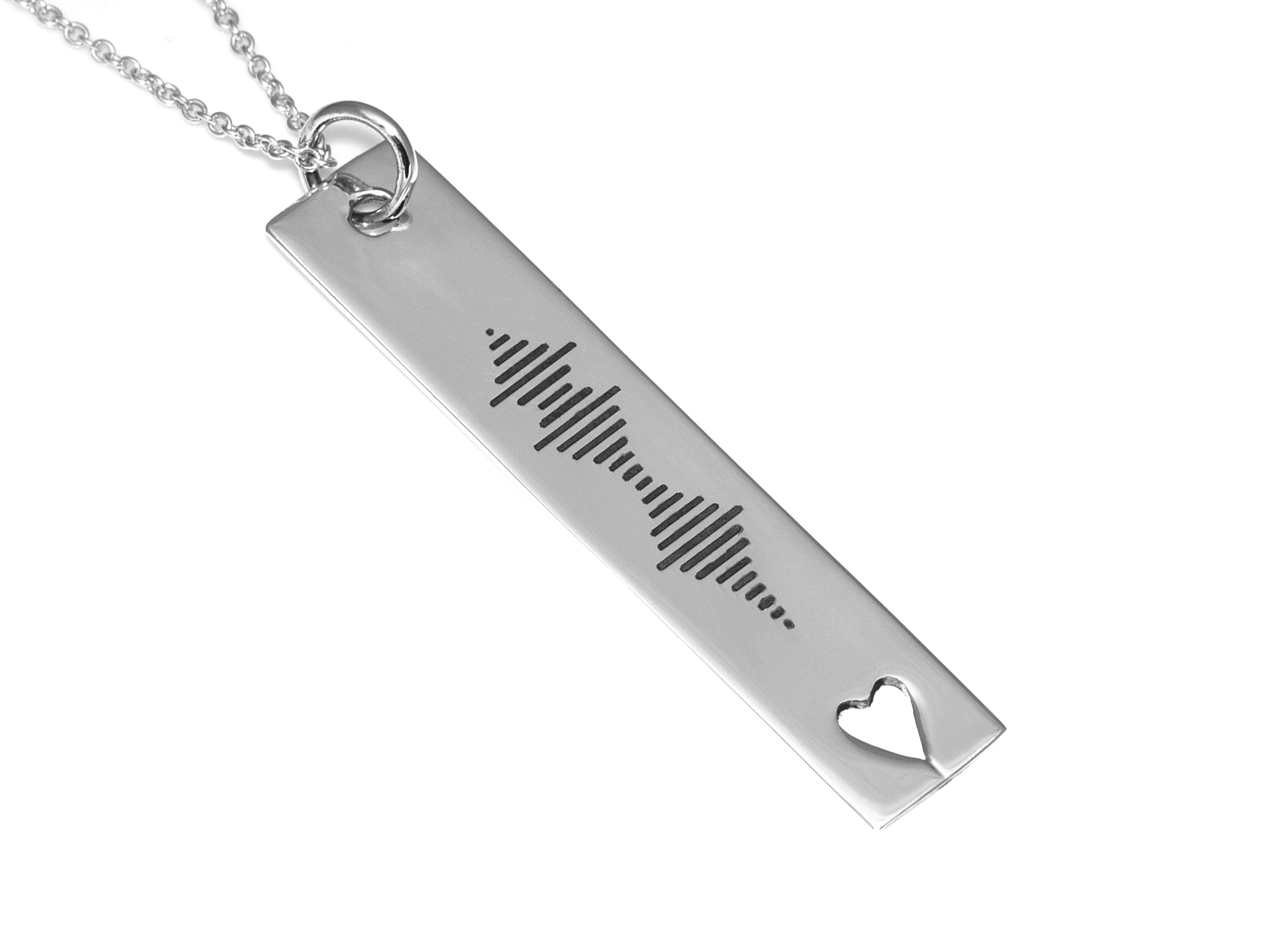 Platta med I Love You Ljudvågor Halsband i Äkta 925 Silver, Kärlekssymbol Smycke