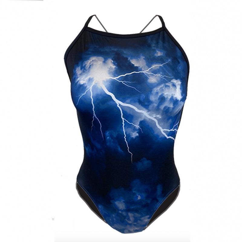 Baddräkt Dam Lightning blue Tie-Back - 5
