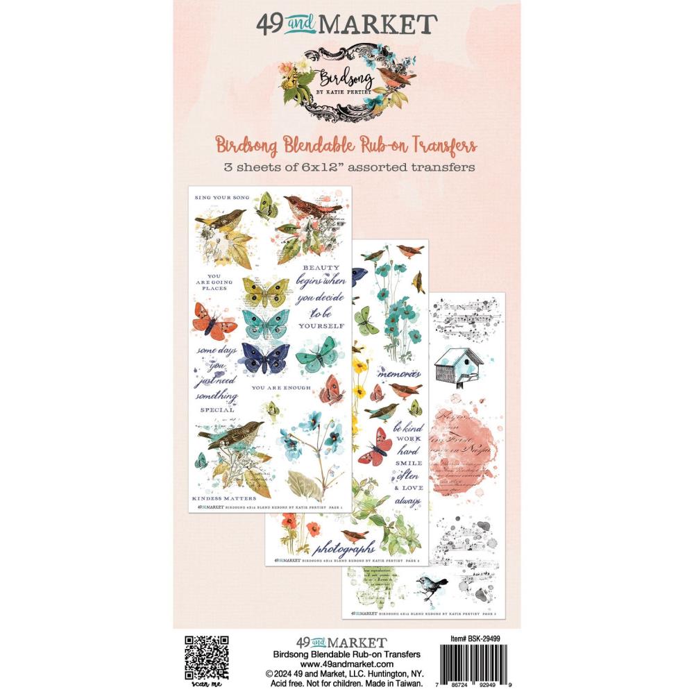 49 And Market - Rub-On Transfer Set - Blendable, Birdsong