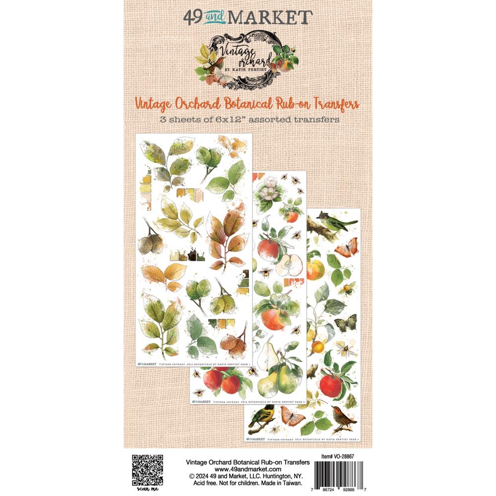 49 And Market - Rub-On Transfer Set - Vintage Orchard Botanical