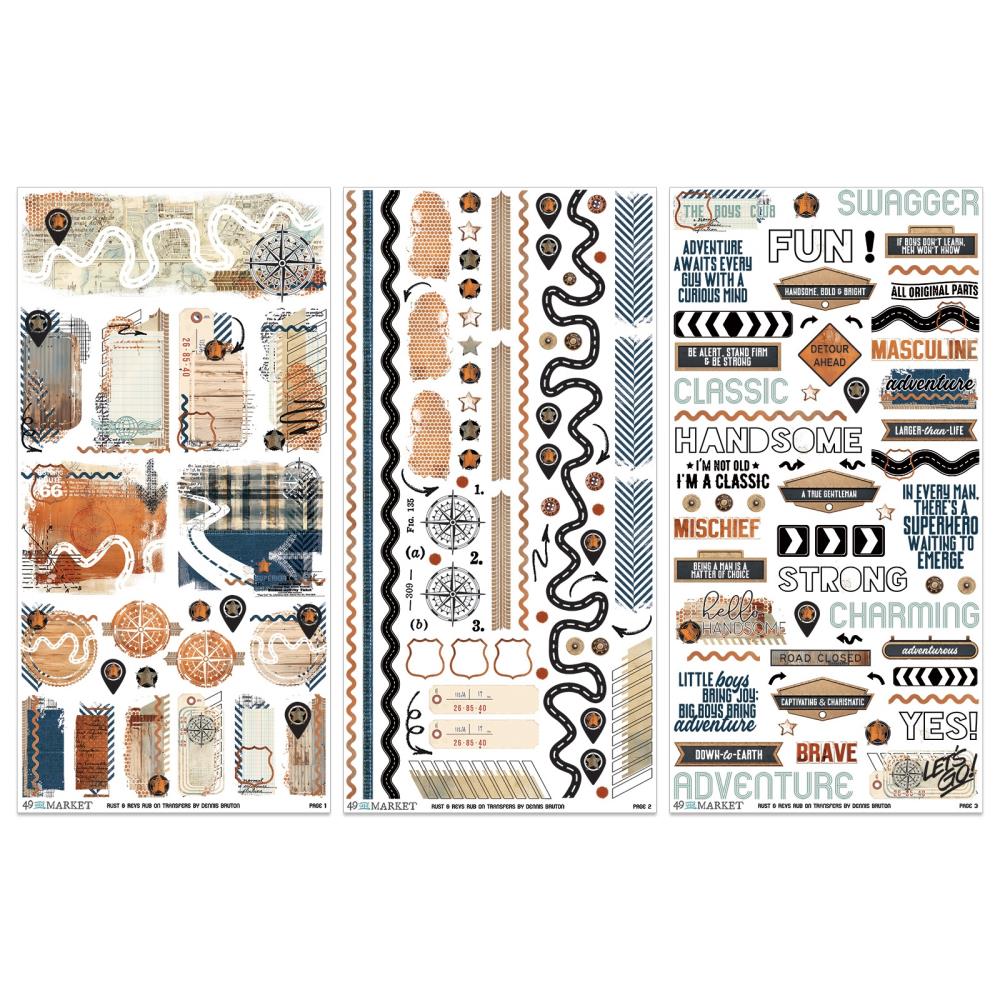 49 And Market - Rub-On Transfer Set - Rust And Revs - 2