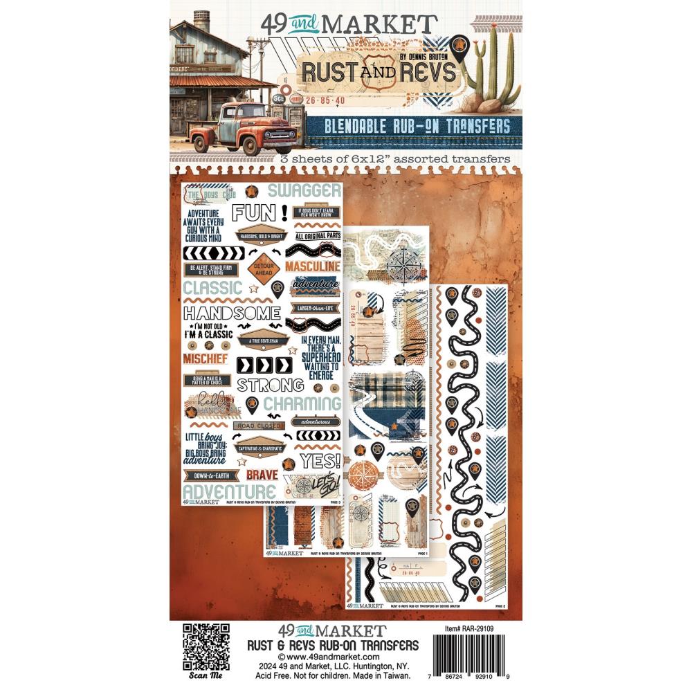 49 And Market - Rub-On Transfer Set - Rust And Revs