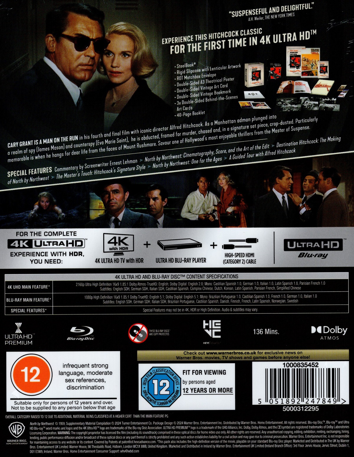 North By Northwest (Steelbook Limited Edition) (ej svensk text) (4K Ultra HD + Blu-ray) - 2