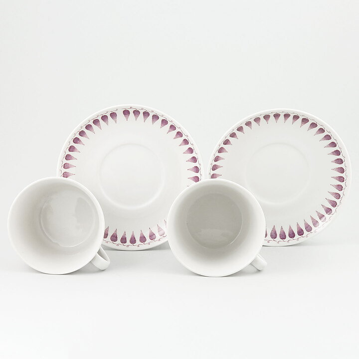 Arthur Percy (Lillemor 1951) Two Teacups with Purple Leaf Decor 12 cm
