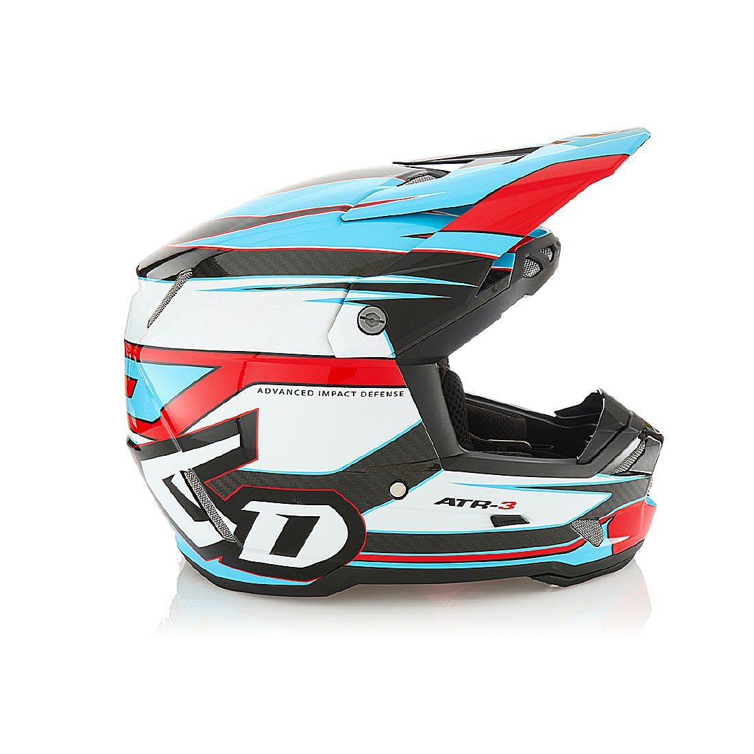 6D ATR-3 Hyper Brillant Rouge/Cyan Casque