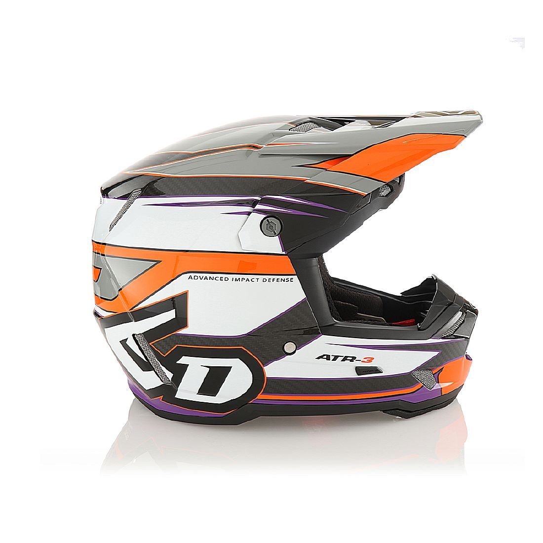 6D ATR-3 Hyper Glans Neon Orange/Lila Crosshjälm
