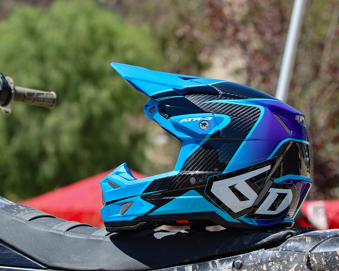 6D ATR-3 Wave Lucentezza Neon Ciano/Blu/Viola Casco - 2