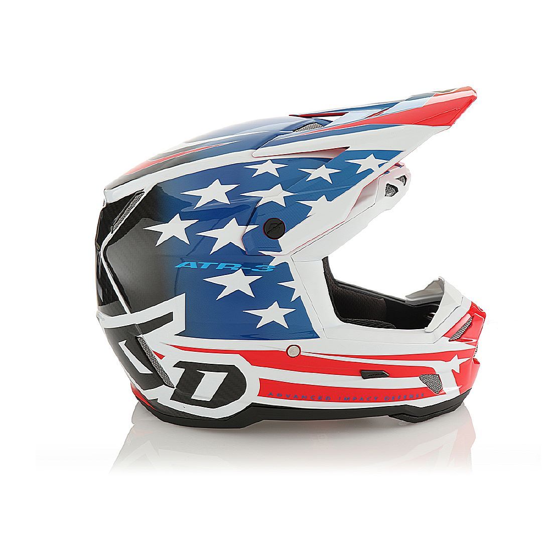 6D ATR-3 Patriot Gloss Rød/Hvit/Blå Crosshjelm