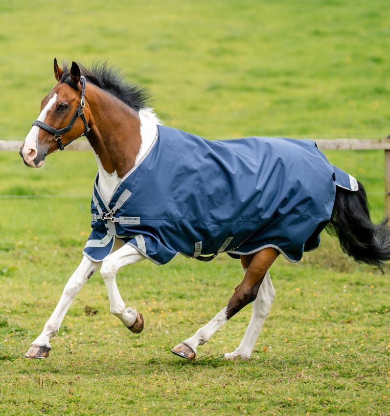 Horseware Amigo Bravo 12 XL Turnout (0g Light) Hästtäcke- Navy/Titanium Grey & Silver (6'6 - 145 cm)