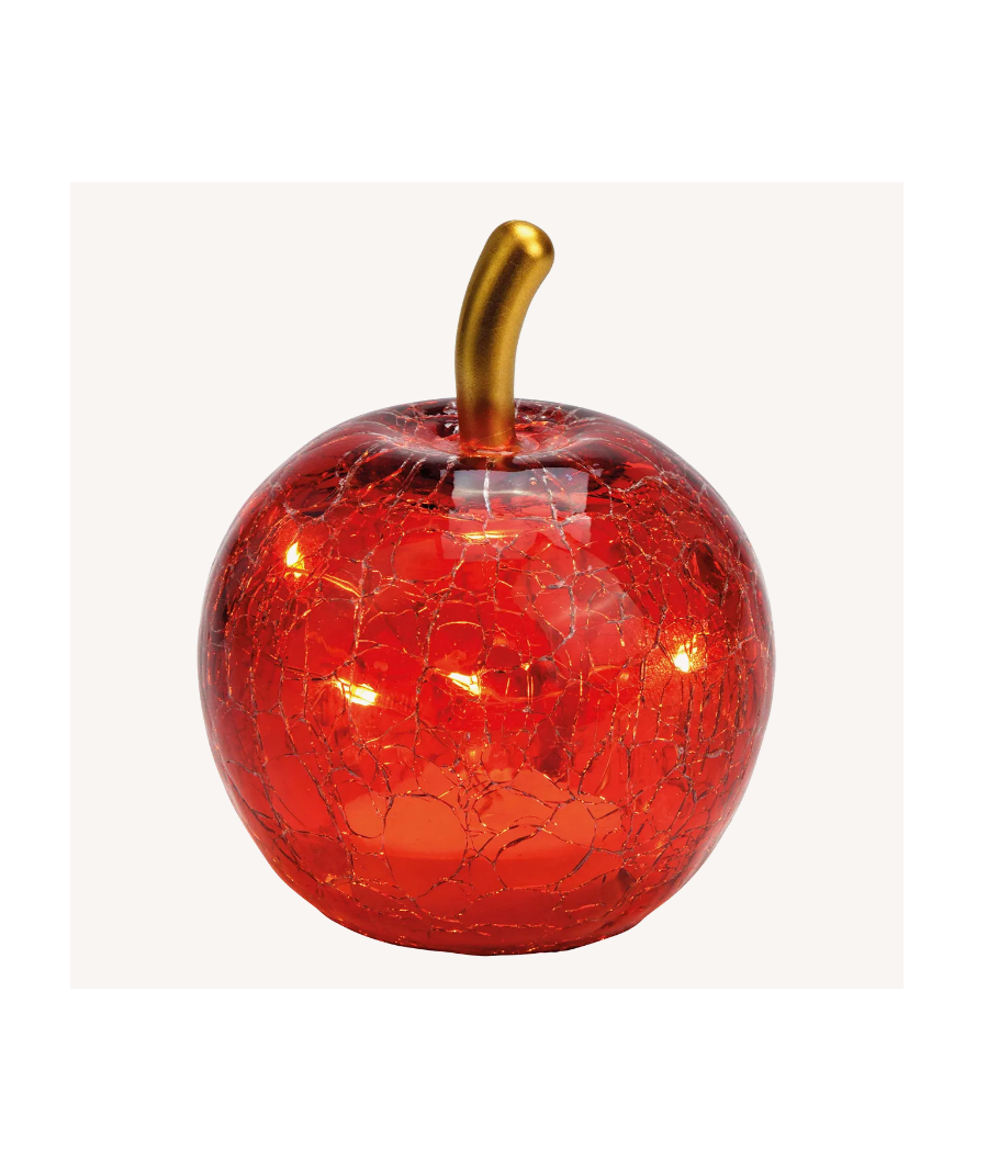Äpple i glas röd med LED- belysning och timer S. Glasäpple