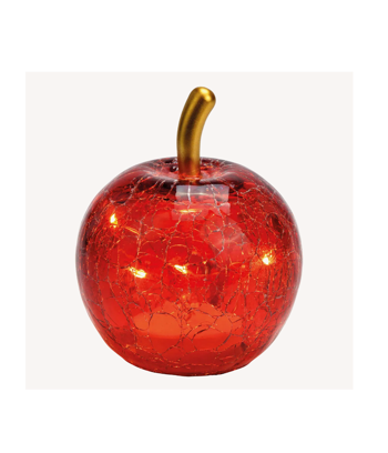 Äpple i glas röd med LED- belysning och timer S. Glasäpple