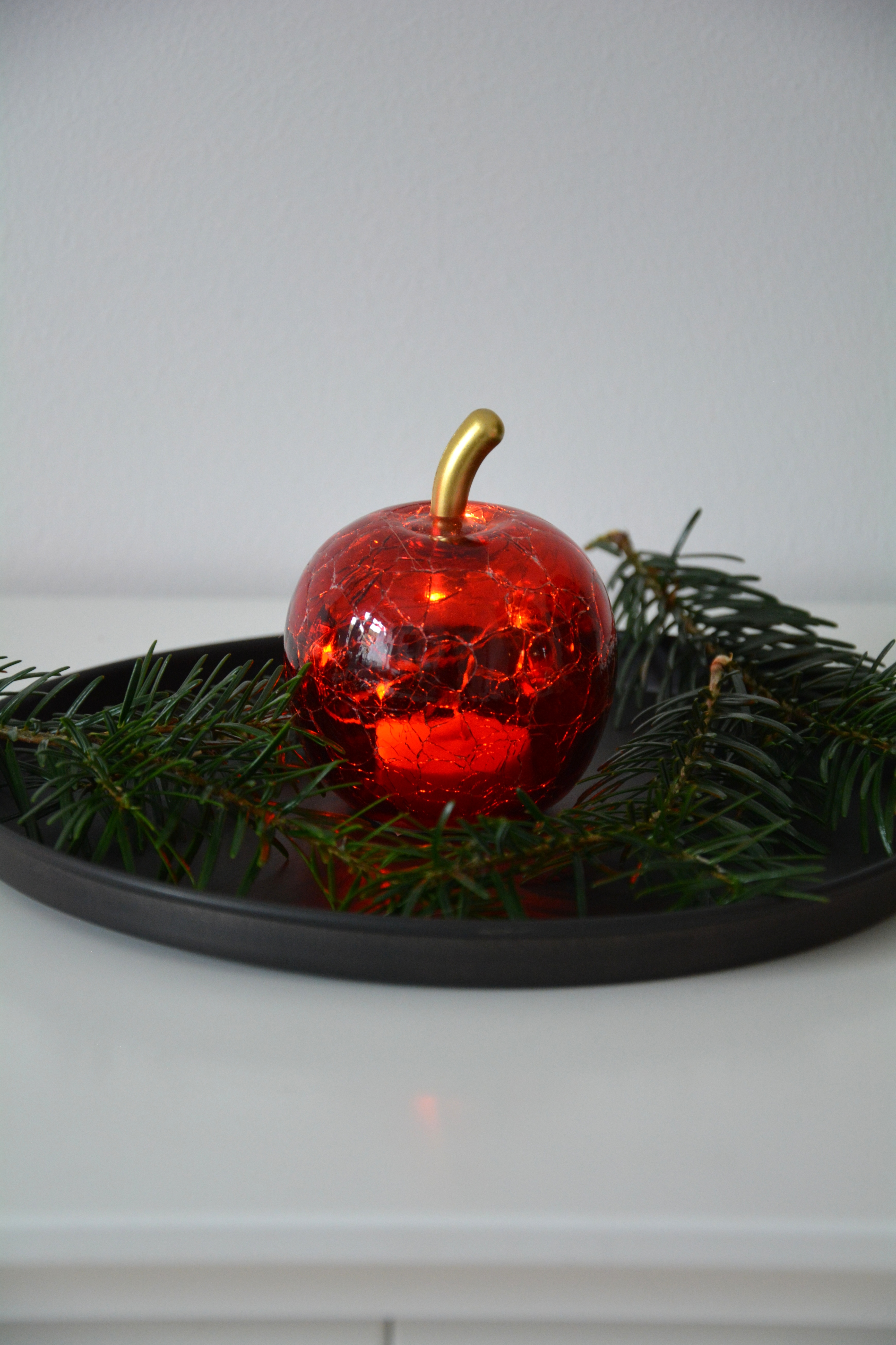Äpple i glas röd med LED- belysning och timer S. Glasäpple - 4
