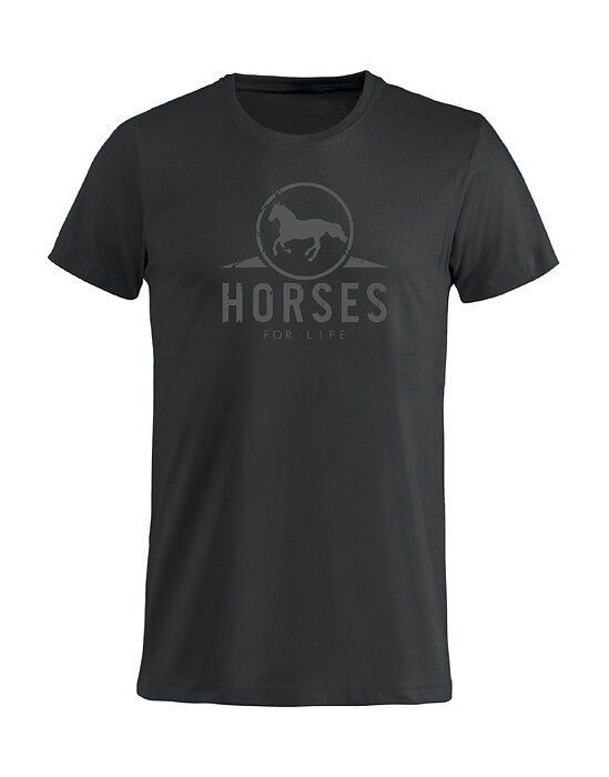 T-Shirt Barn "HORSES FOR LIFE" - Svart