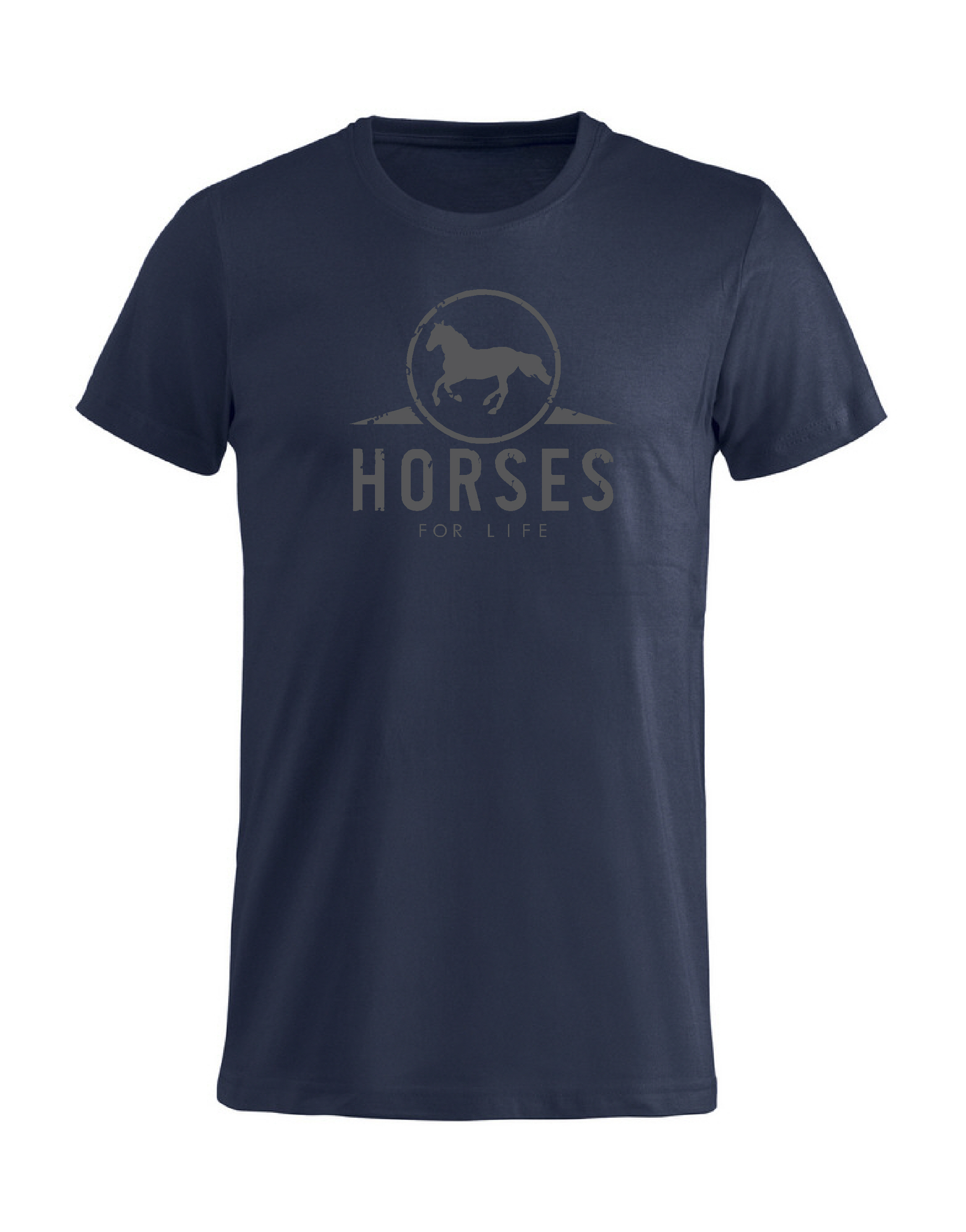T-Shirt Barn "HORSES FOR LIFE" - Mörkblå