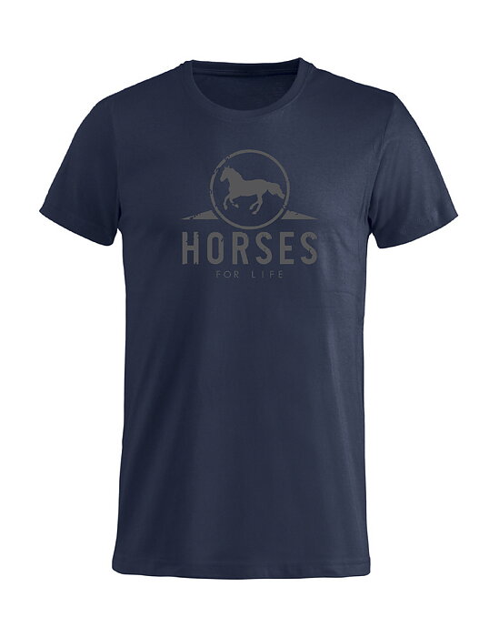 T-Shirt Barn "HORSES FOR LIFE" - Mörkblå
