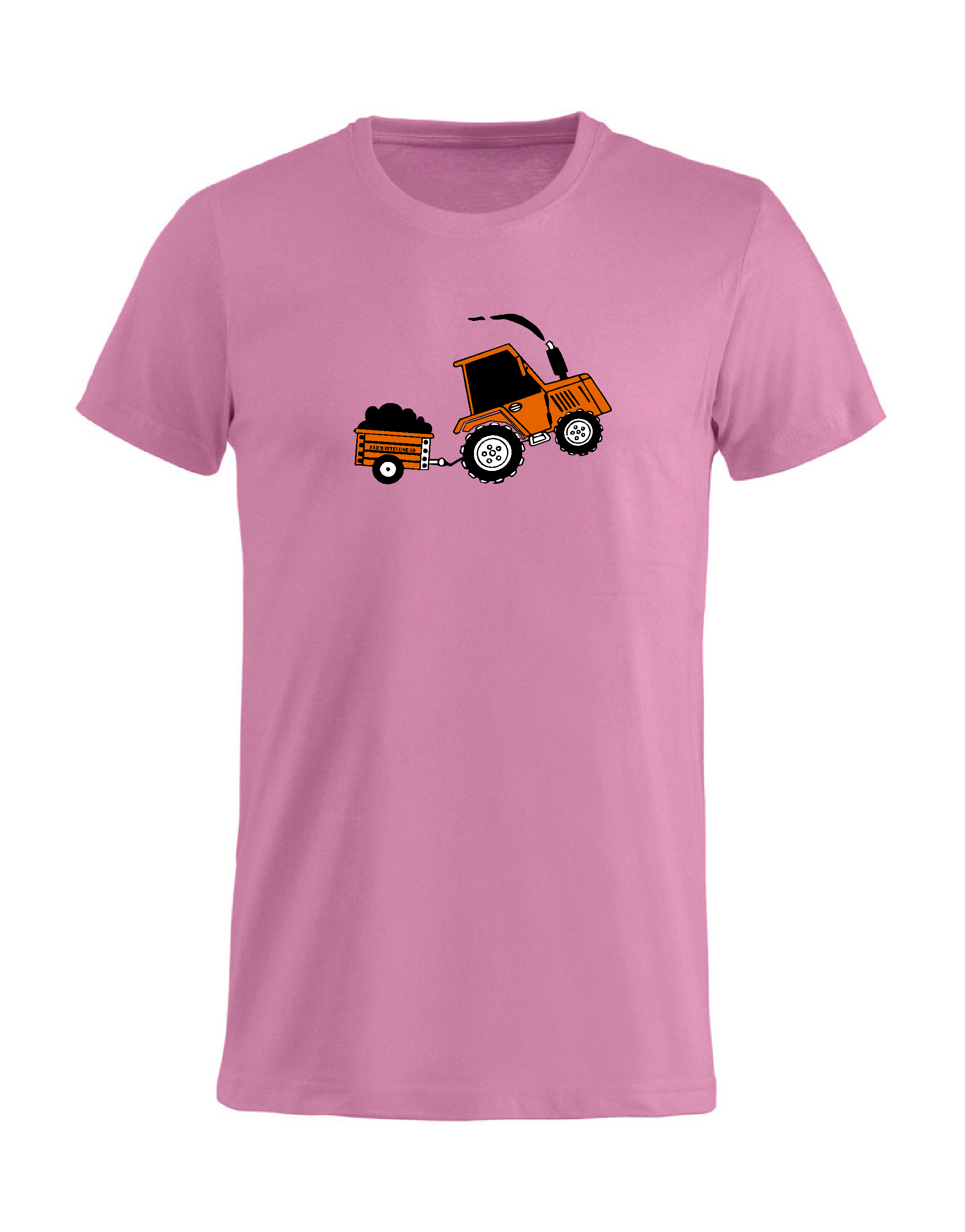 T-Shirt Barn "TRAKTOR MED SLÄP" - Rosa