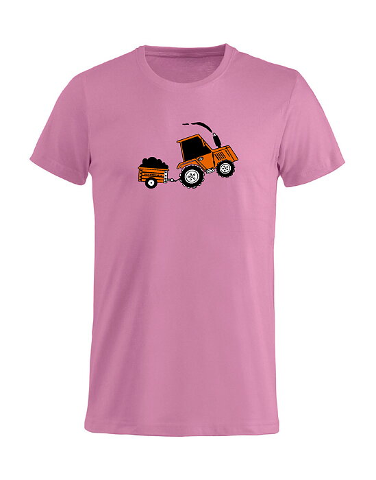 T-Shirt Barn "TRAKTOR MED SLÄP" - Rosa