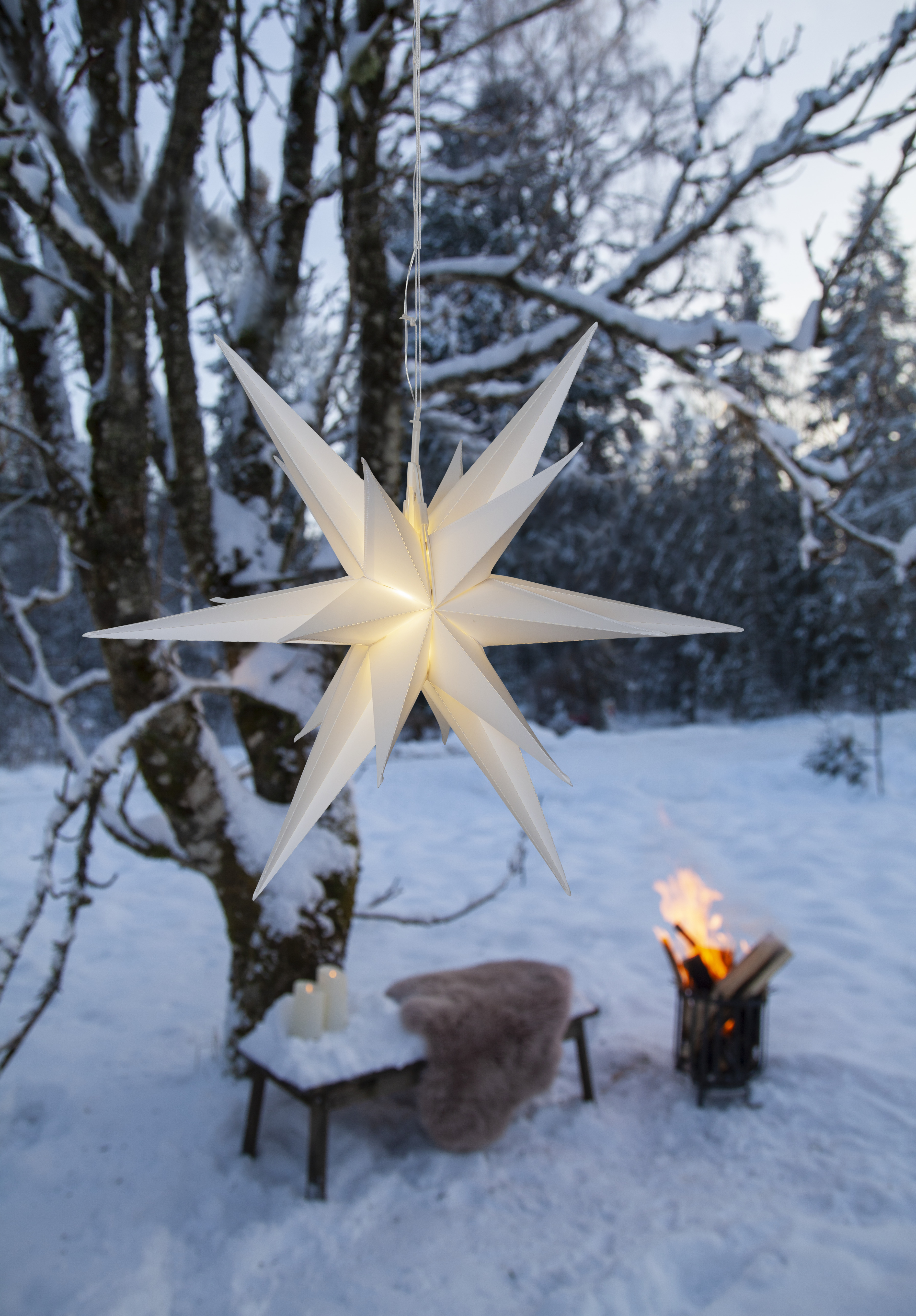 Stjärna 3D för utomhus och inomhusbruk. 57 cm vit. Adventsstjärna med batteri - 4
