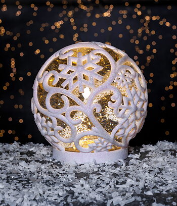 Snöglob med glitter / glitterlampa 16 cm - batteri