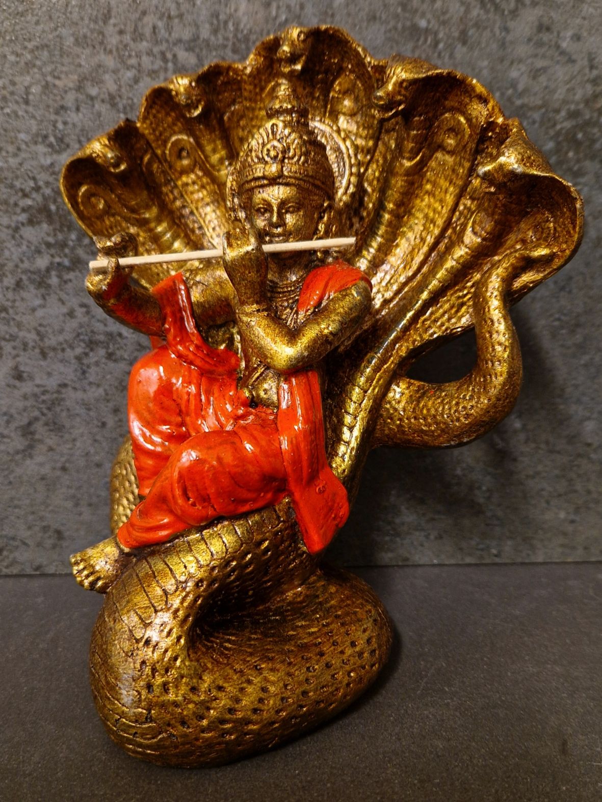 Krishna på månghövdad Kobra Staty - 16 cm - 3