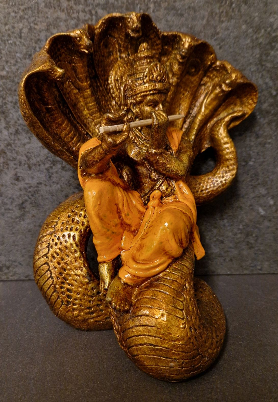 Krishna på månghövdad Kobra Staty - 16 cm - 2
