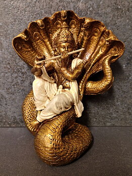 Krishna på månghövdad Kobra Staty - 16 cm