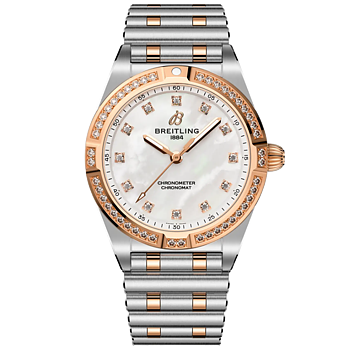 Breitling U72310531A1U1 Chronomat 28 stål och 18 K rött guld pärlemor diamant bezel