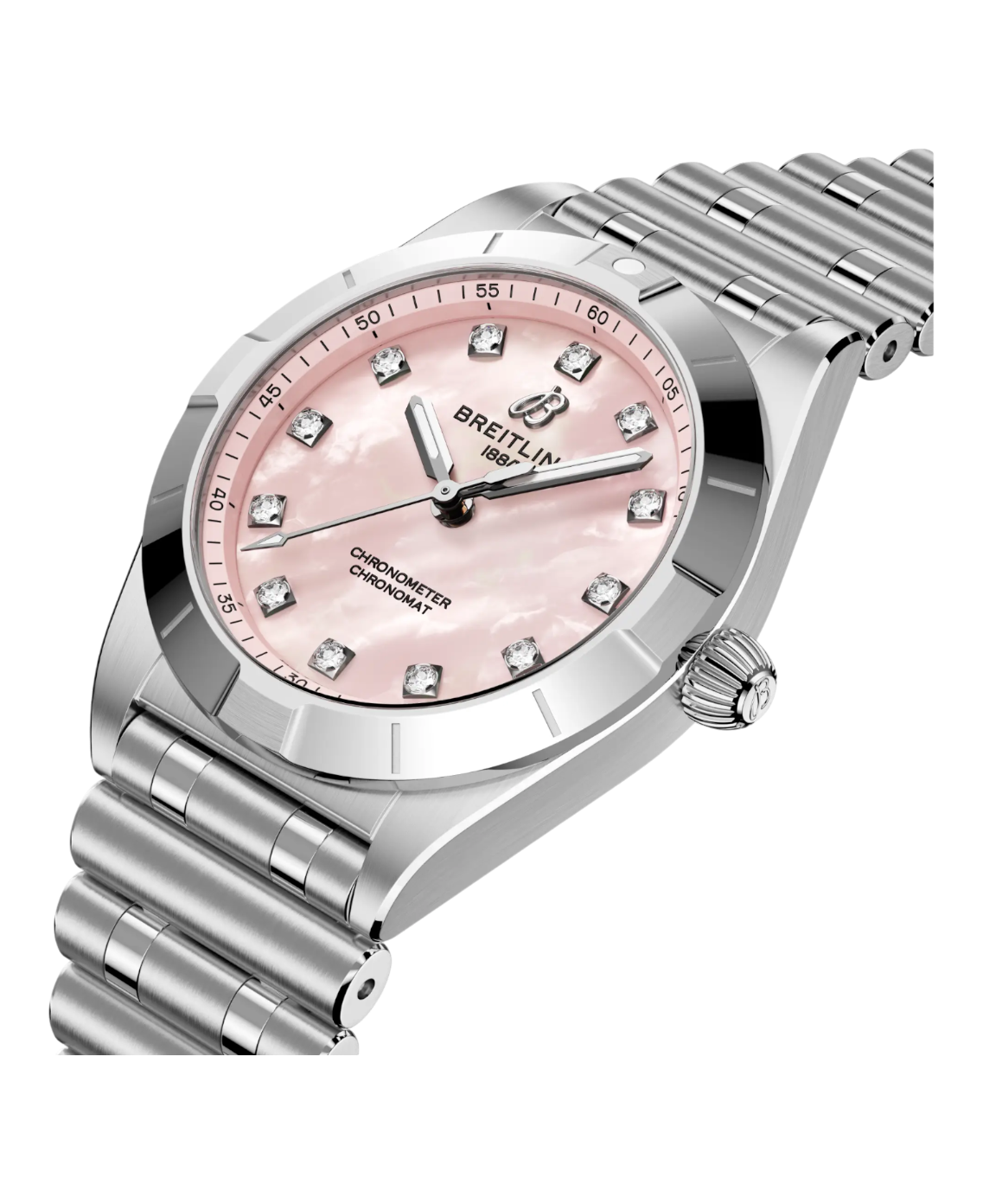 Breitling Chronomat 28  rosa  pärlemor diamant index sida