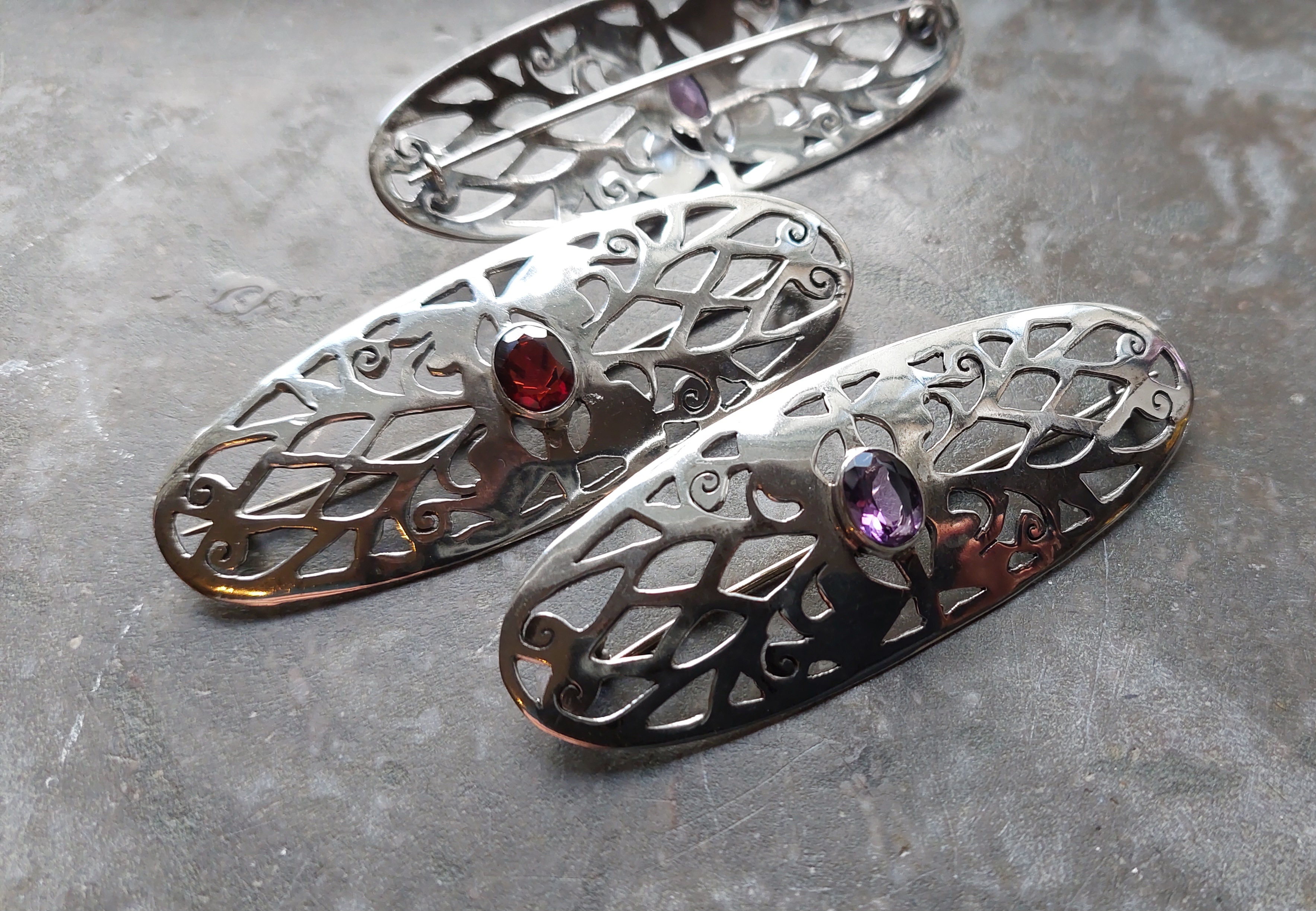 Renässans mönstrat Brosch  i Sterling silver - 2
