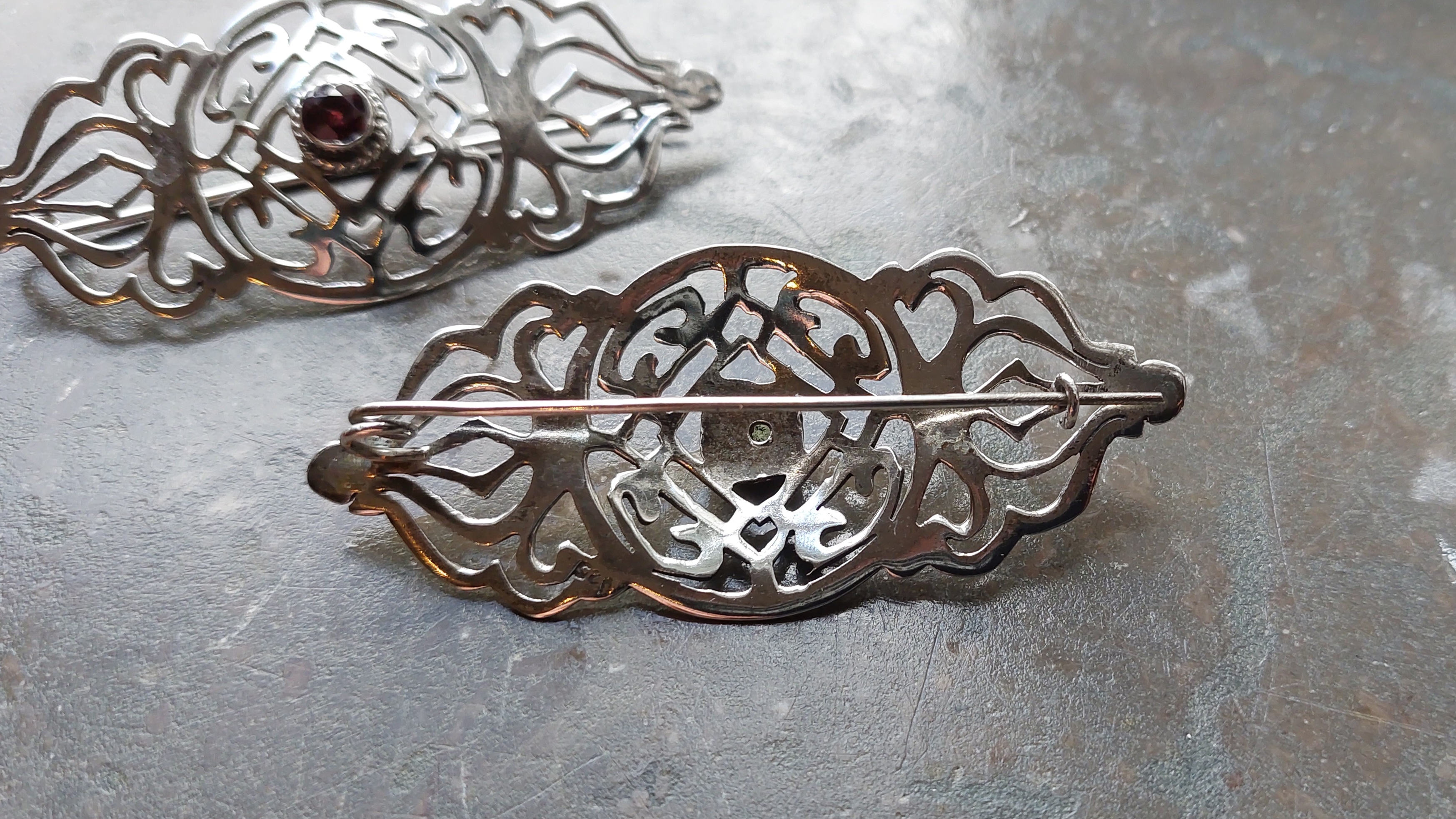Renässans Blomma mönstrat Brosch  i Sterling silver - 3