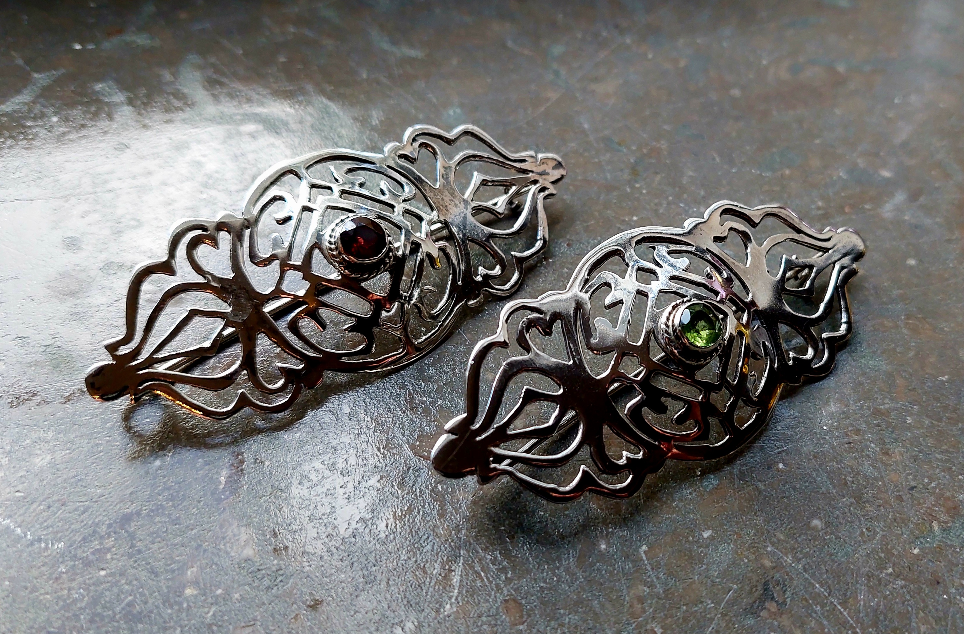 Renässans Blomma mönstrat Brosch  i Sterling silver - 2