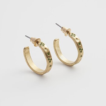 Fable Four Leaf Clover & Pearl Hoops