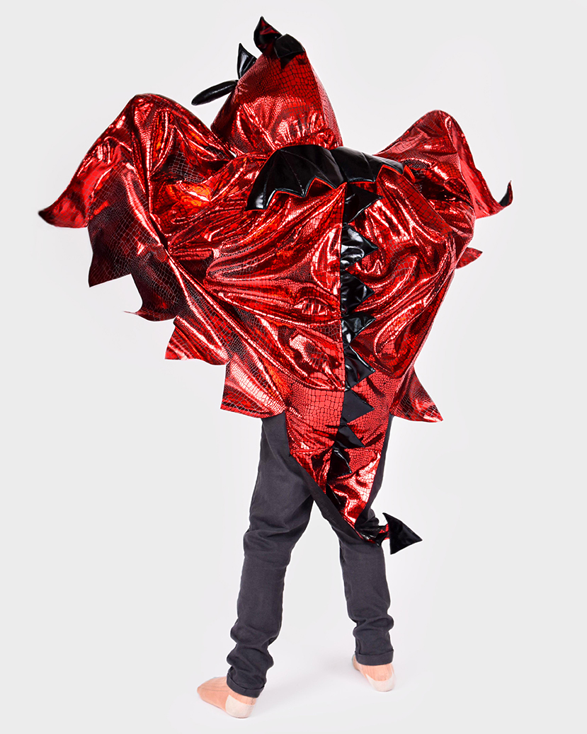 Drakecape glitter röd 3-8 år - 2
