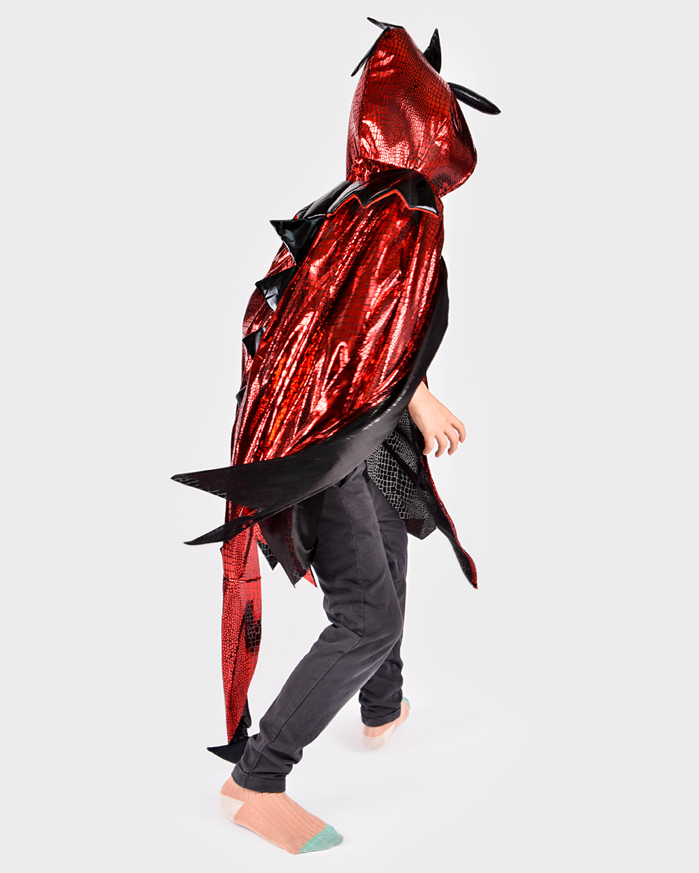Drakecape glitter röd 3-8 år - 3