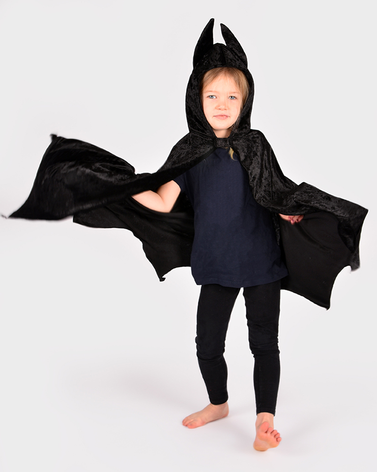 Fladdermus cape i sammet 1-4 år - 2