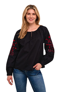 WENNI BLUS - PITCH BLACK - CREAM