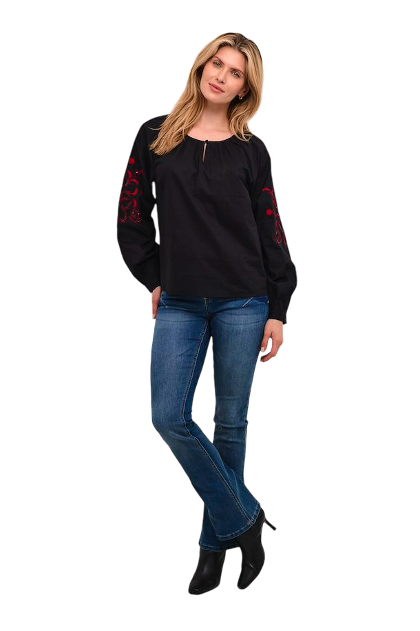 WENNI BLUS - PITCH BLACK - CREAM - 7