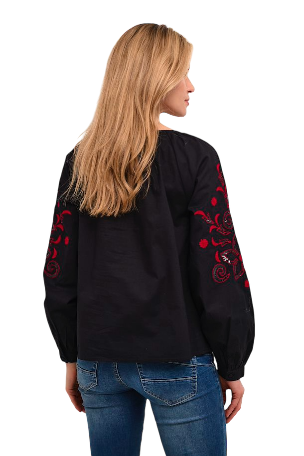 WENNI BLUS - PITCH BLACK - CREAM - 2