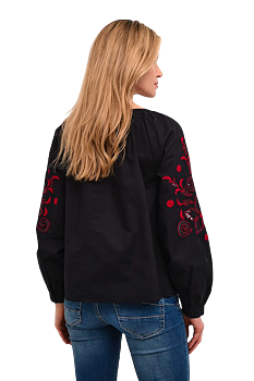WENNI BLUS - PITCH BLACK - CREAM